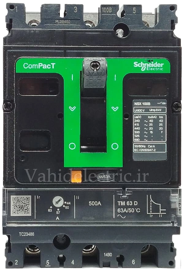 کلید اتوماتیک سه پل 63 آمپر اشنایدر کد C10B3TM063