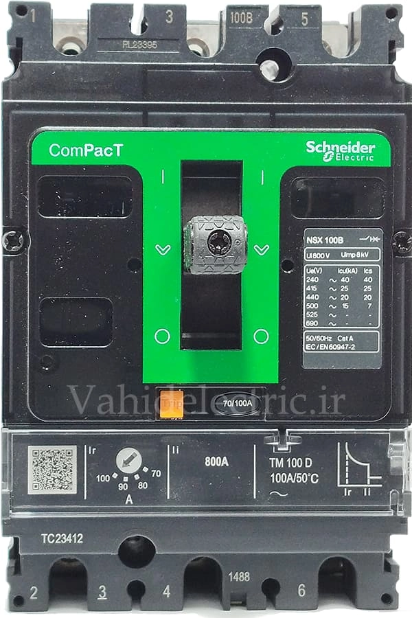 کلید اتوماتیک سه پل 100 آمپر اشنایدر کد C10B3TM100C